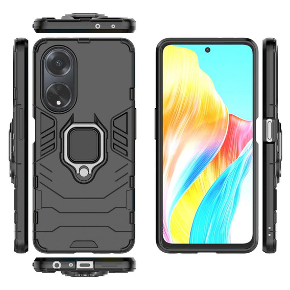 Case for Oppo A58 4G, Kickstand Ring, black