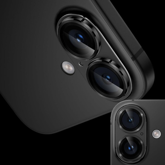 Camera glass for iPhone 16 / 16 Plus, black metal overlay ERBORD