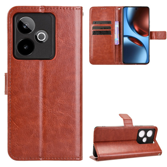 Flip case for Realme GT 7 / 7T, Crazy Horse Wallet, brown