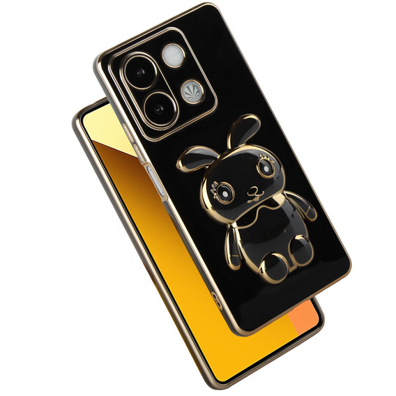 Case for Xiaomi Redmi Note 13 5G, Rabbit, black + 9H Tempered Glass