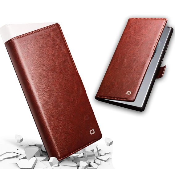 Flip case for Samsung Galaxy S25 Ultra, QIALINO Leather Wallet, dark brown