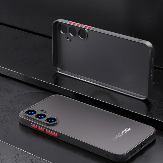 Silicone case for Samsung Galaxy S25, with camera protection, transparent / black + 9H tempered glass