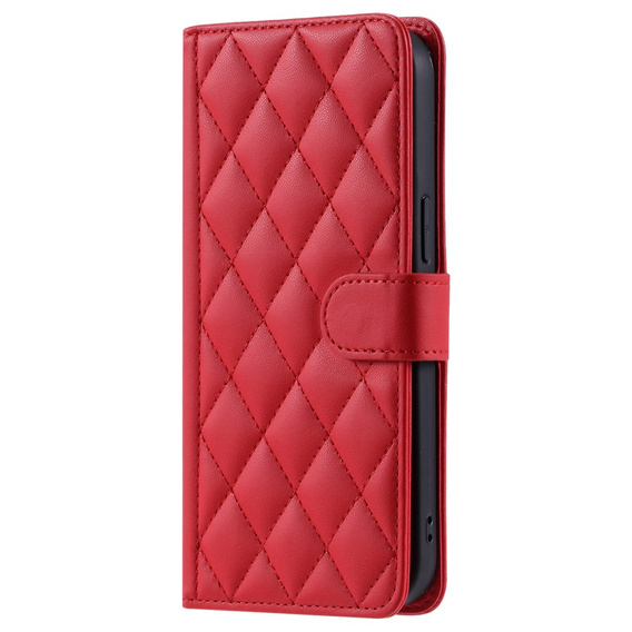 Flip case for iPhone 16 Pro Max, Rhombus Crossbody Leather, red