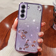 Case for Samsung Galaxy S22, Glitter Flower, purple