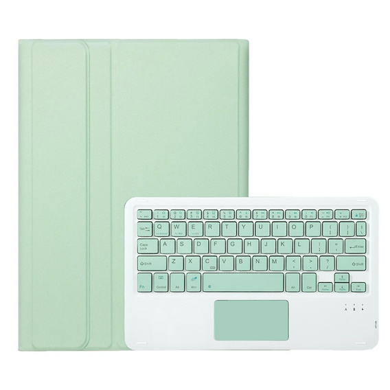 Case + keyboard Samsung Galaxy Tab A9+, Leather Pen Slot TouchPad, light green
