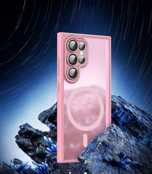 Case for Samsung Galaxy S25 Ultra, for MagSafe, ERBORD Matt Case, pink + Screen Glass