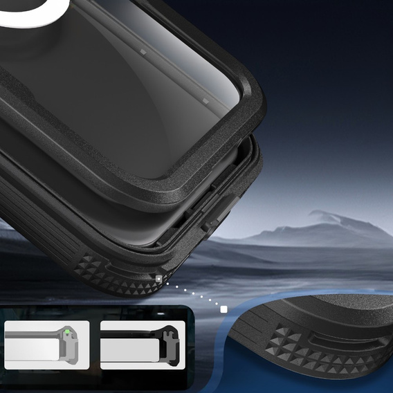 IP68 Waterproof Case for iPhone 16, SHELLBOX MagSafe, black
