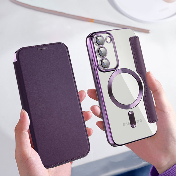 Flip case for Samsung Galaxy S23, Wallet, MagSafe, purple
