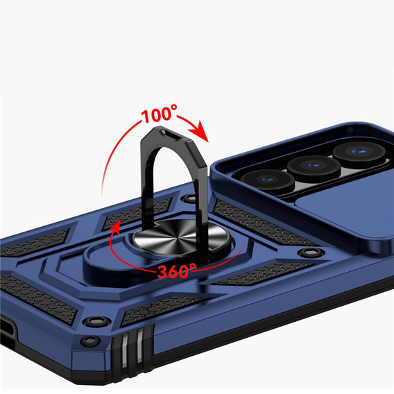Armoured case with stand and lens cover for Samsung Galaxy S26 Plus, blue