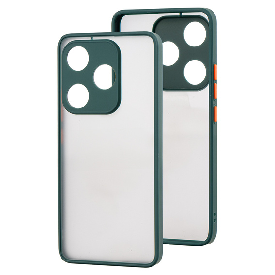 Silicone case for Xiaomi Poco F6, with camera protection, transparent / green