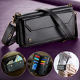 Case CASEME for Samsung Galaxy S24 FE, RFID Leather Wallet, with shoulder strap, black