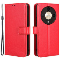 Flip case for Honor Magic 6 Lite 5G, Crazy Horse Wallet, red