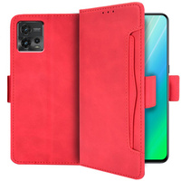 Flip case for Motorola Moto G72 4G, Card Slot, red