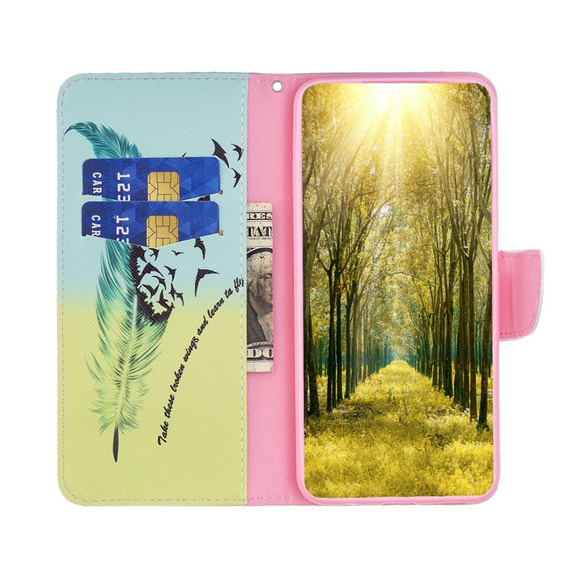 Flip case for Motorola Moto G84 5G, Wallet, feather, blue