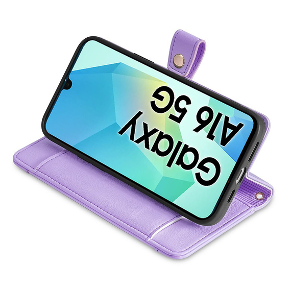 Flip case for Samsung Galaxy A16, Wallet Zipper Pocket, purple