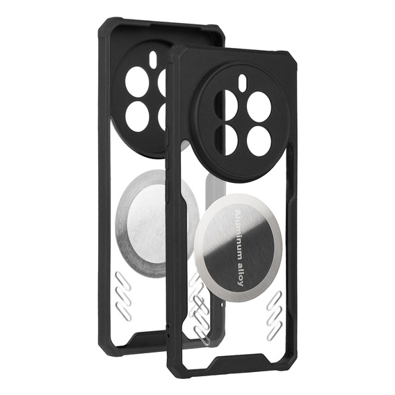 Case for Realme 12 Pro 5G / 12 Pro+ 5G, with magnetic sheet, transparent / black