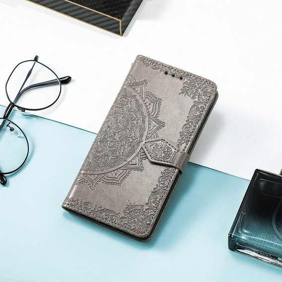 Flip case for Motorola Moto G85, Mandala, grey