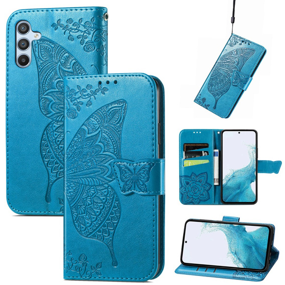Flip case for Samsung Galaxy A56, Butterfly, blue