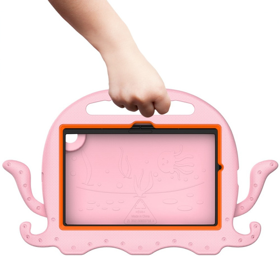 Children's case for Samsung Galaxy Tab A8 10.5, with handle, octopus, pink