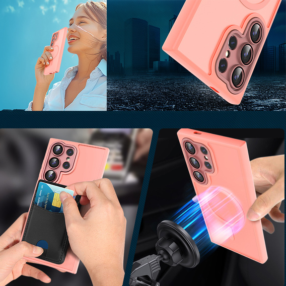Case for Samsung Galaxy S25 Ultra, for MagSafe, ERBORD Matt Case, pink + Screen Glass