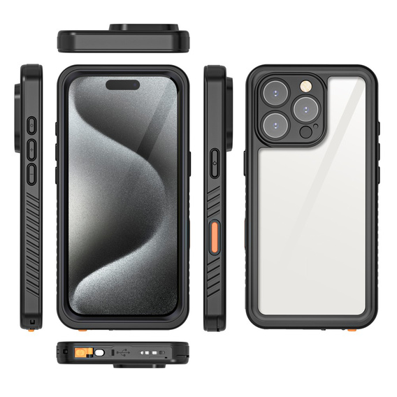 IP68 Waterproof Case for iPhone 16 Pro, black