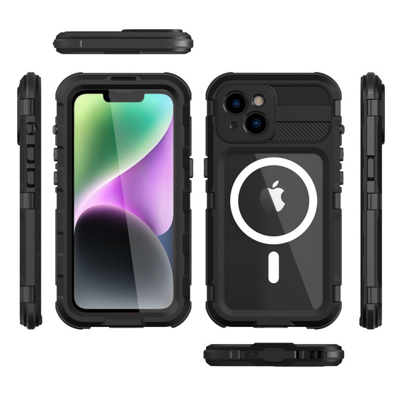 IP68 Waterproof Case for iPhone 14, SHELLBOX MagSafe, black