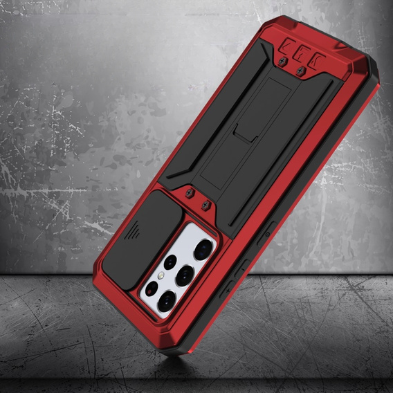 Case for Samsung Galaxy S21 Ultra, R-JUST CamShield Slide, armoured, red / black