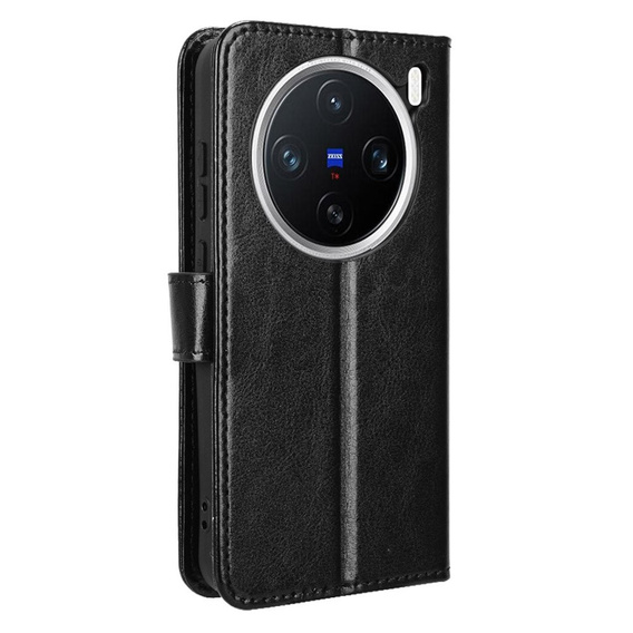 Flip case for Vivo X200 Pro 5G, Crazy Horse Wallet, black