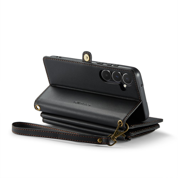Case CASEME for Samsung Galaxy A55 5G, RFID Leather Wallet, with shoulder strap, black