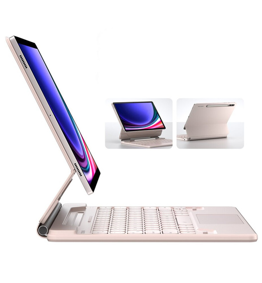 Keyboard case for Samsung Galaxy Tab S7+ / S7 FE / S9+ / S8+ / S9 FE+ / S10+, Dexnor Magnetic Keyboard Touchpad, pink