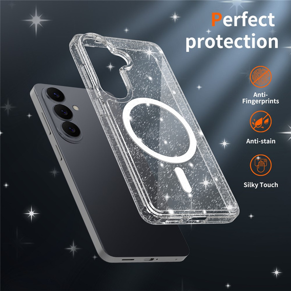 Glitter case, for MagSafe for Samsung Galaxy S26, transparent