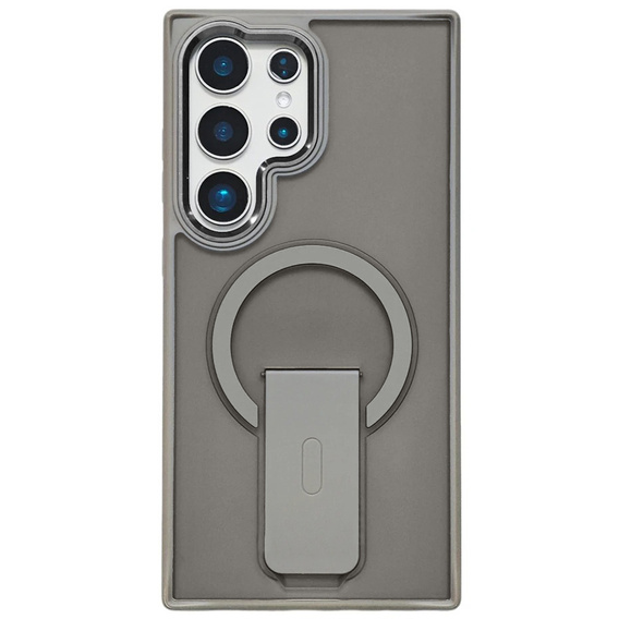 Case for Samsung Galaxy S25 Ultra, Kickstand Matt Case, for MagSafe, gray + Screen protector