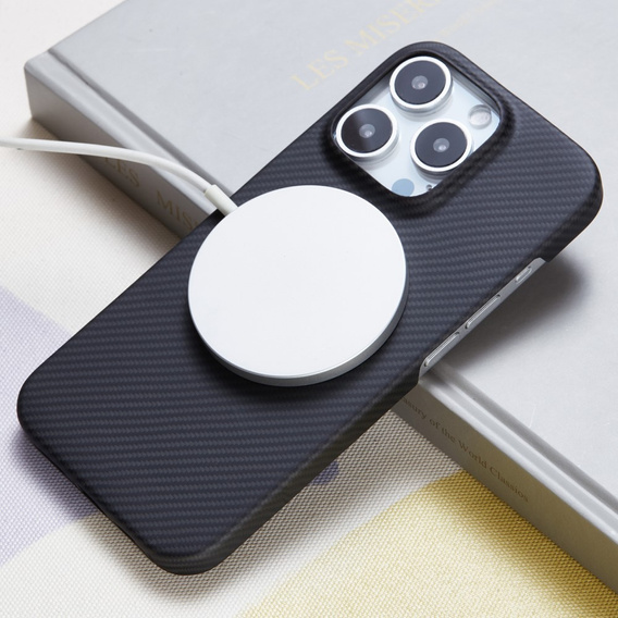 Case for iPhone 16 Pro, Aramid Fiber Cover, black