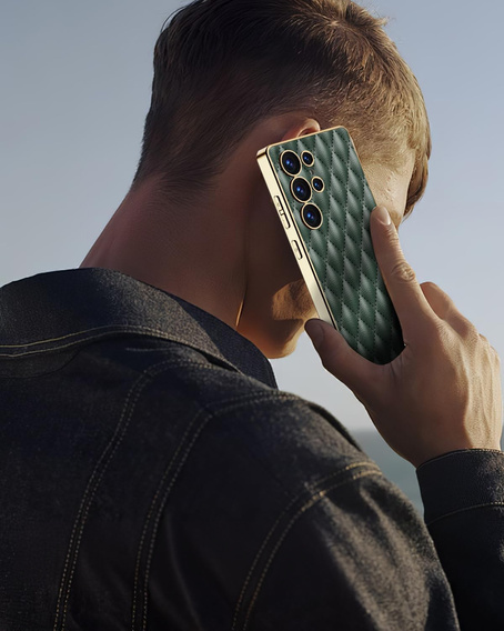 Case for Samsung Galaxy S25 Ultra, Leather Rhombus, green