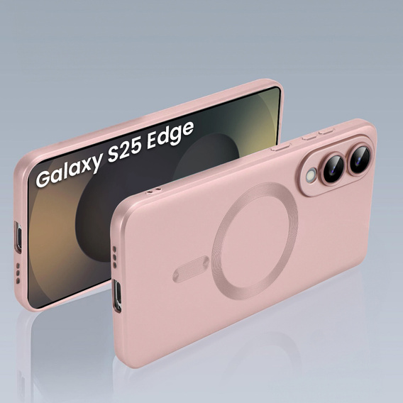 Case for Samsung Galaxy S25 Edge, ColorMag, for MagSafe, pink + 9H tempered glass