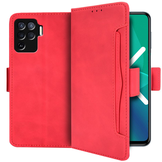 Flip case for Oppo Reno5 Lite, Card Slot, red