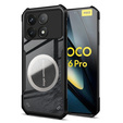 Case for Xiaomi Poco F6 Pro, with magnetic sheet, transparent / black