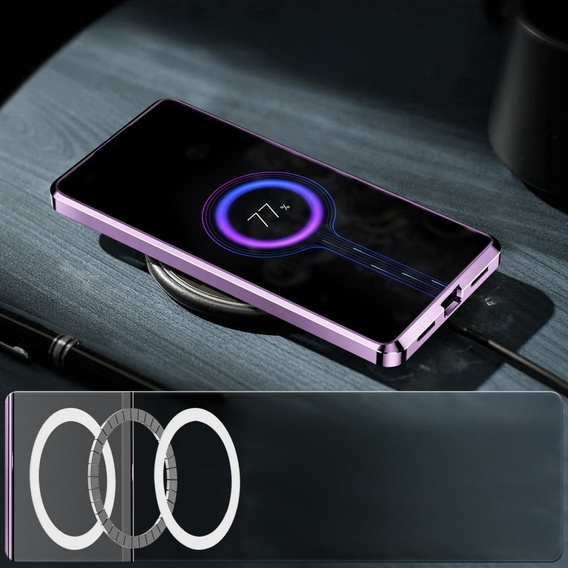 Camera Protection Case for Samsung Galaxy S23, CamShield MagSafe, transparent / purple