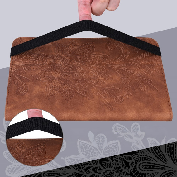 Flap case for Lenovo Tab M9, flower, brown