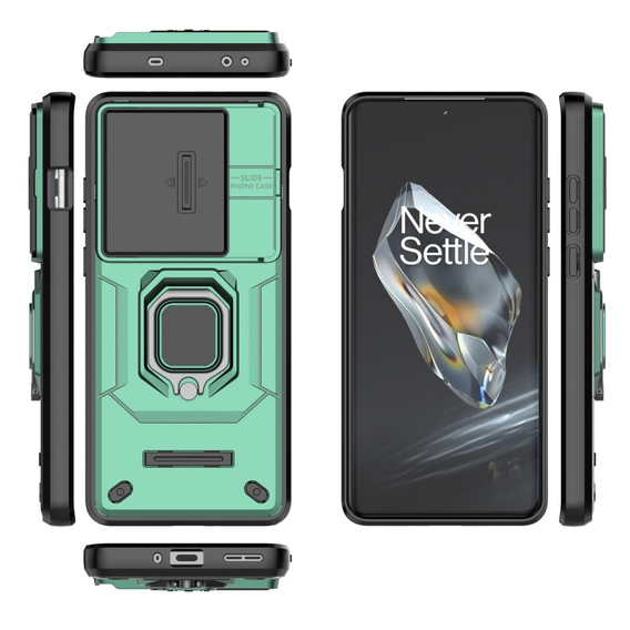 Case for OnePlus 12 5G, KickStand Camera Lens, green
