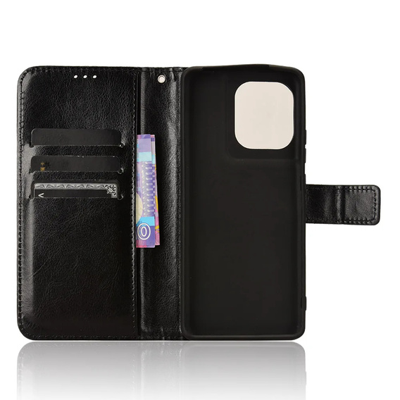 Flip case for Motorola Edge 50 Pro, Crazy Horse Wallet, black