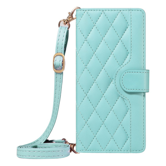 Flip case for Xiaomi Redmi Note 14 Pro 5G / Xiaomi Redmi Note 14 Pro+ 5G / Xiaomi Poco X7 5G, Rhombus Crossbody Leather, green
