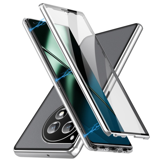 Case for OnePlus 12 5G, Magnetic Dual Glass, silver