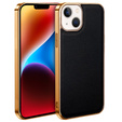 Case for iPhone 14 Plus, Cowhide Leather, black