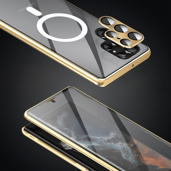 Magnetic Dual Glass MagSafe case for Samsung Galaxy S24 Ultra, gold