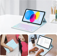 Case with illuminated bluetooth keyboard for iPad 10.9 2022 (10 gen.), blue