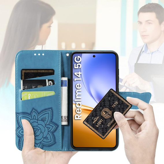 Flip case for Realme 14 5G / Realme 14T 5G, Butterfly, blue