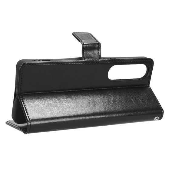 Flip case for Sony Xperia 1 V, Crazy Horse Wallet, black