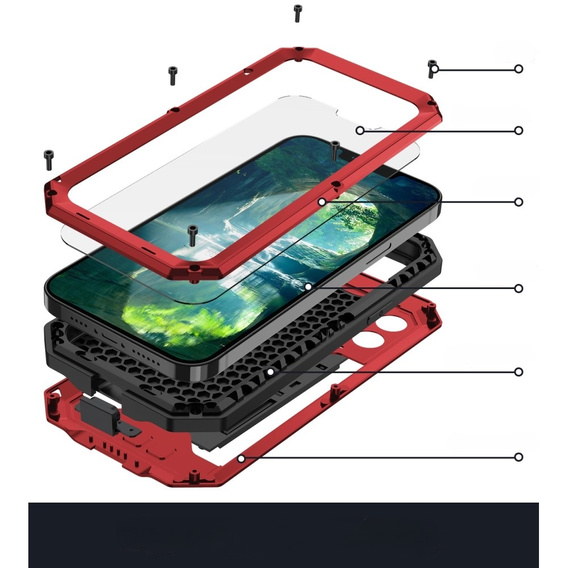 Case for iPhone 13 Pro Max, R-JUST CamShield Slide, armoured, red  / black