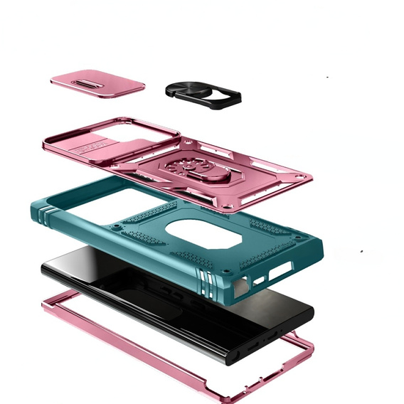 Case for Samsung Galaxy S24 Ultra, CamShield Slide, green / pink